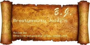 Brestyenszky Jolán névjegykártya